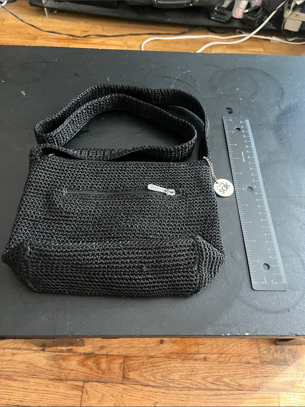 Sole Society Black Crochet Messenger Crossbody
